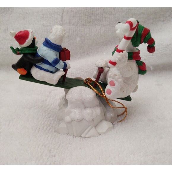 Image Creation Polar Bears On A Seesaw. Cute Winter or Christmas decoration ! - Picture 2 of 3